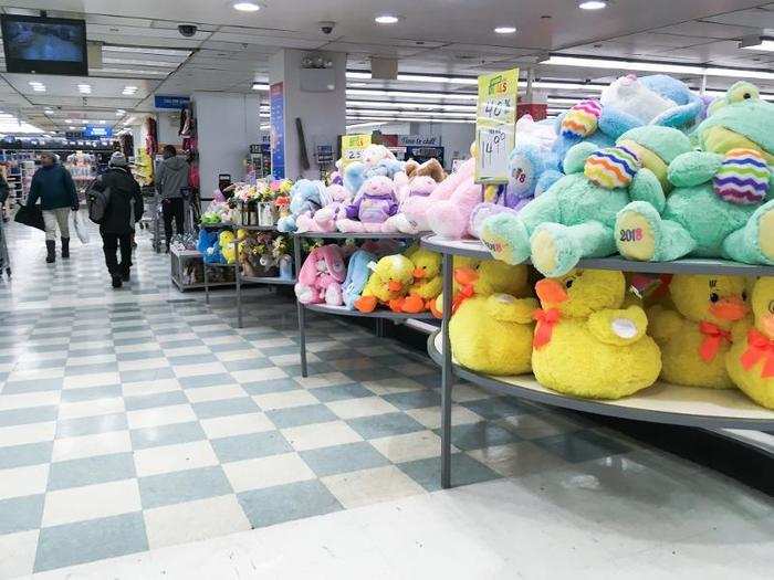 The store had massive Easter displays everywhere, including in the entryway.