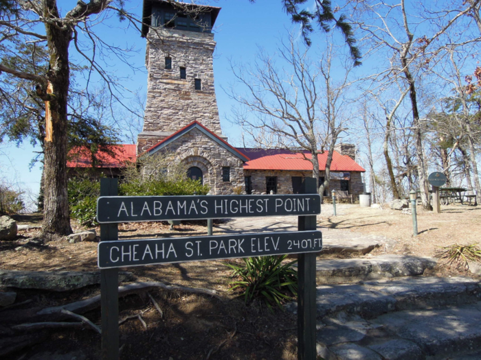 35. Alabama — Cheaha Mountain, 2,413 feet above sea level