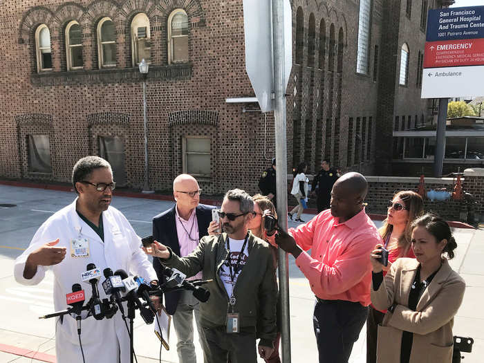 3:14 p.m.: Surgeons at Zuckerberg San Francisco General Hospital say the three victims are being treated, and their injuries range from "critical" to "fair."