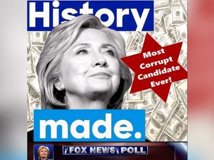 On one occasion, Trump tweeted a picture of then-2016 Democratic nominee Hillary Clinton with the text "Most Corrupt Candidate Ever!" inside of a six-point star. The symbol was seen as anti-Semitic, and the campaign eventually changed the graphic.