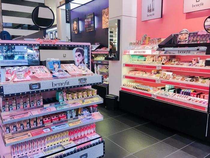 There was a similar Benefit Cosmetics display at the front of the store. The store was generally quieter than Ulta was. Instead of the extremely bright interior seen at Ulta, the walls and floors were black and white, with the exception of the branded displays.