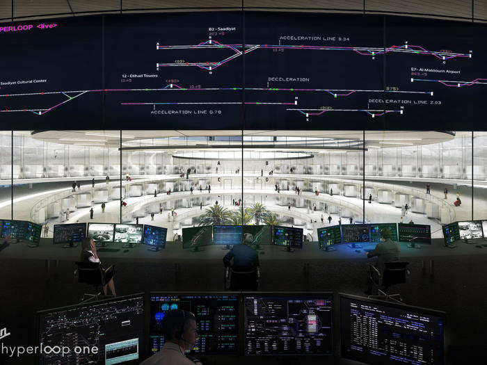 Below is a rendering of a control station, where a team would manage the Hyperloop system.