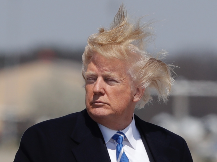 It looks like Trump got caught in a gust.