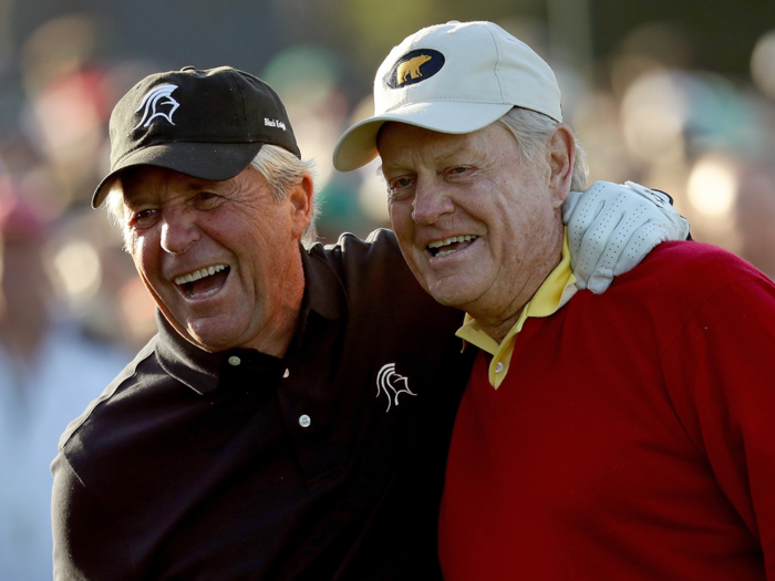 To start the first round of the competition, former champions Jack Nicklaus and Gary Player took part in the opening tee ceremony.