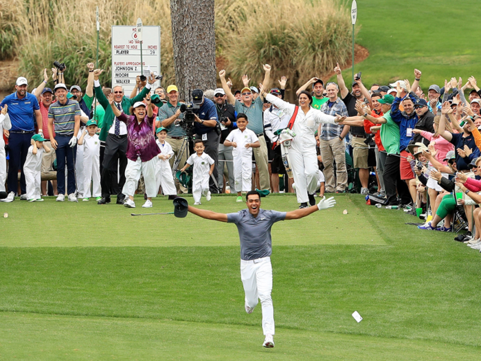 Sometimes the celebrating can go a bit too far though, as Tony Finau learned the hard way. Finau hit an ace and ran towards the green to celebrate, only to immediately roll his ankle and fall to the ground. After popping his ankle back into place, Finau got back to work, and ended up having a fantastic first round.