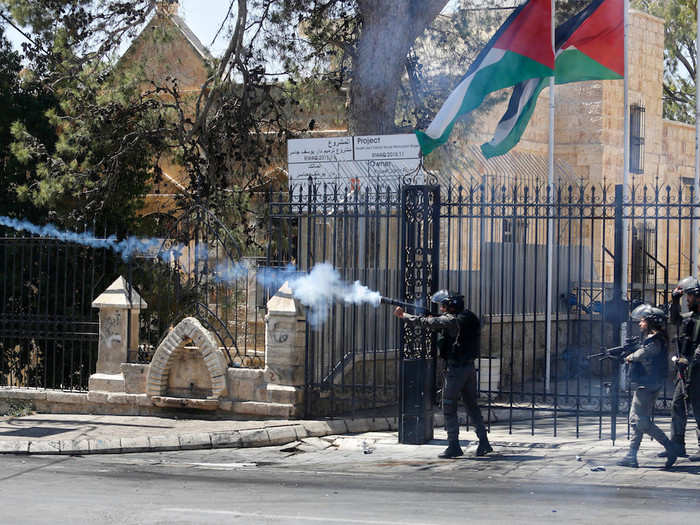 As the protests started, demonstrators in Palestine