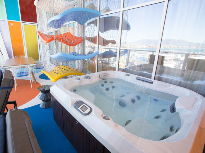 The suite also has a deck with a whirlpool.