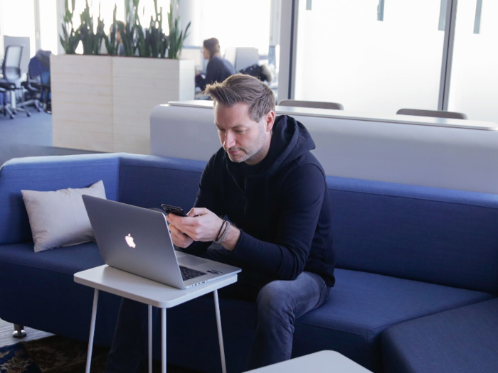 When it comes to working in the office, Trivago CEO Rolf Schrömgens "is rarely in the same spot," according to a spokesperson. He tends to be nomadic in the workplace, carrying his phone, laptop, and backpack from place to place.