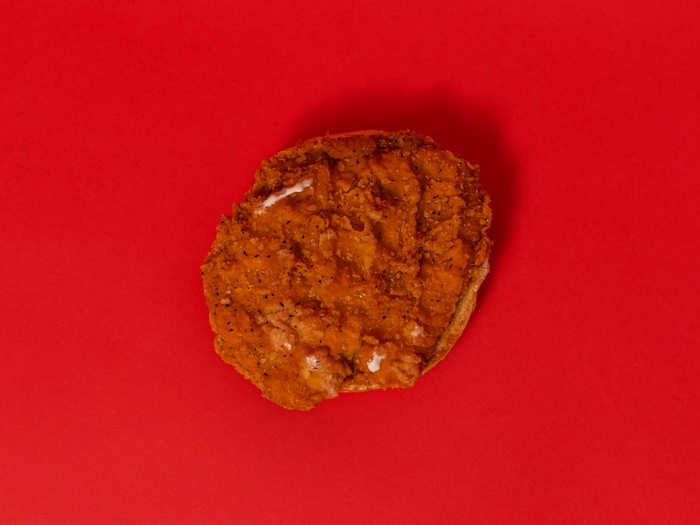 The chicken patty seems a little on the thin side but looks like it has a crispier, more robust breading than Burger King