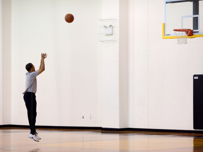 In contrast, Obama was frequently photographed exercising, often waking up before the sun rose.