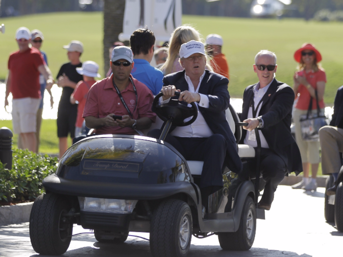 Photos of him riding a golf cart make it easy for critics to say he doesn