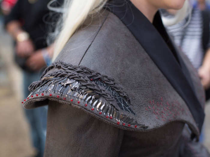 Not to be outdone, cosplayer Barbie Garrison constructed her costume from upholstery fabric and embroidered what she said were the same sequins used in Daenerys