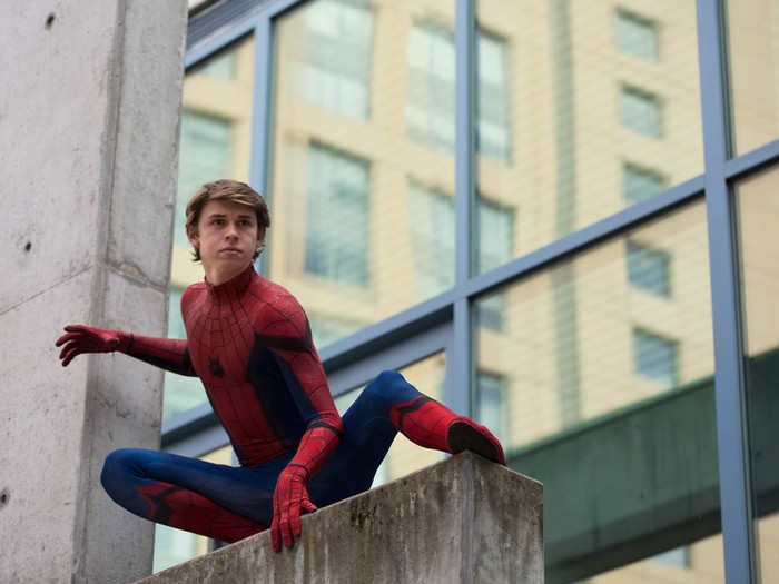 Christian Costanzo as Spider-Man was hanging out outside the convention center.