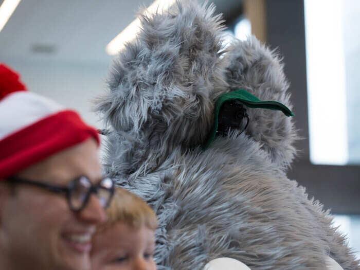 The man inside the costume, Zach Dender, said he made Totoro by wrapping fabric around a skeleton he made from drainage pipe. A camera situated by his ears let Dender see outside.