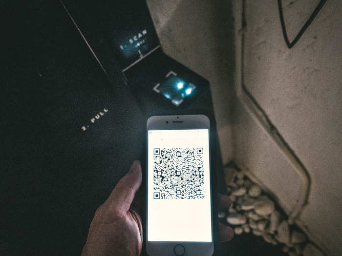 A QR code is sent to you on the day of your check-in. Simply scan the QR code on the scanner below the touchpad and the door to the hotel unlocks.
