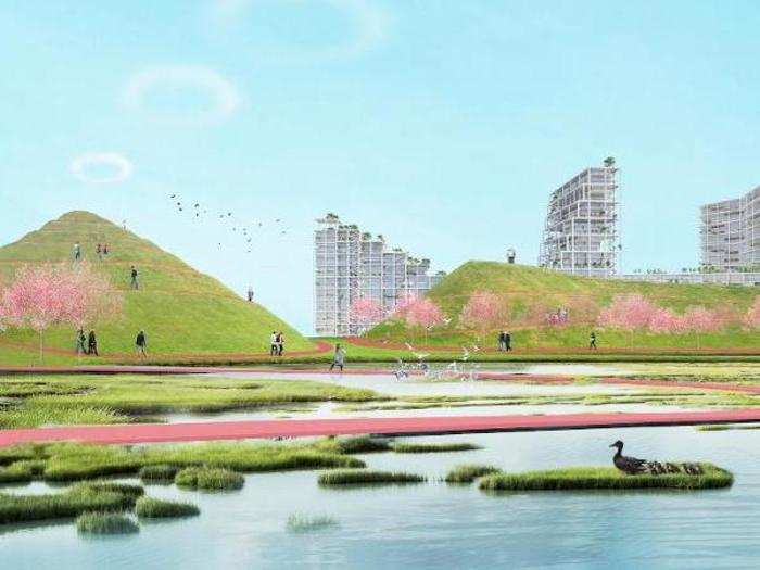 The public park will feature wetlands that will soak up excess stormwater, and encourage people to spend time along the water.