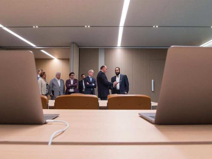 The delegation photographer took this rare spy shot inside Apple Park.