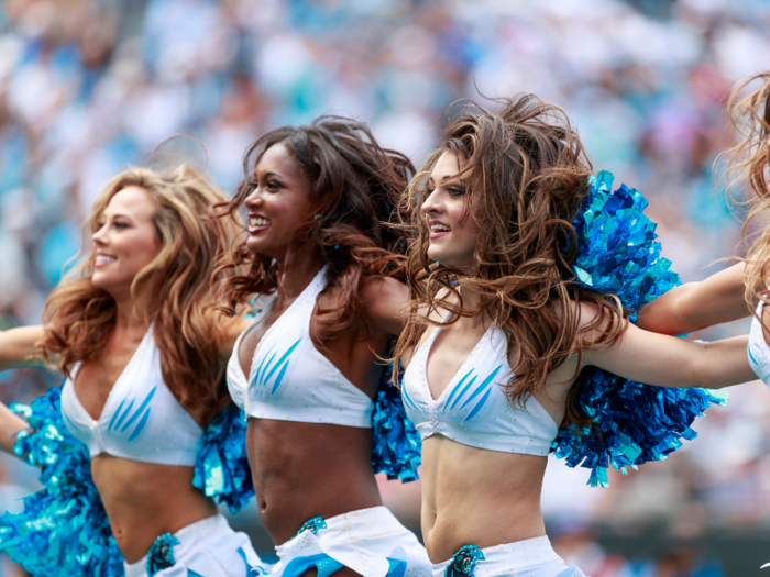 Carolina Panthers cheerleaders must show up for work five hours before kickoff.