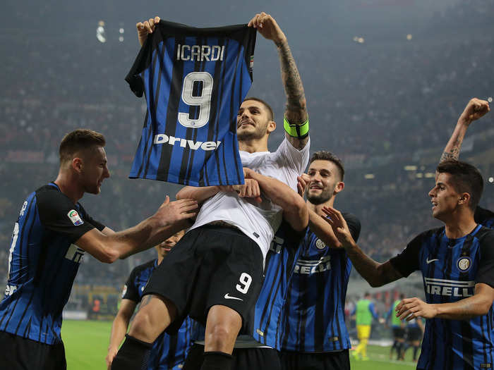 =5. Deadly finisher Mauro Icardi has struck 24 times for Inter in Serie A, so he also has 48 points.