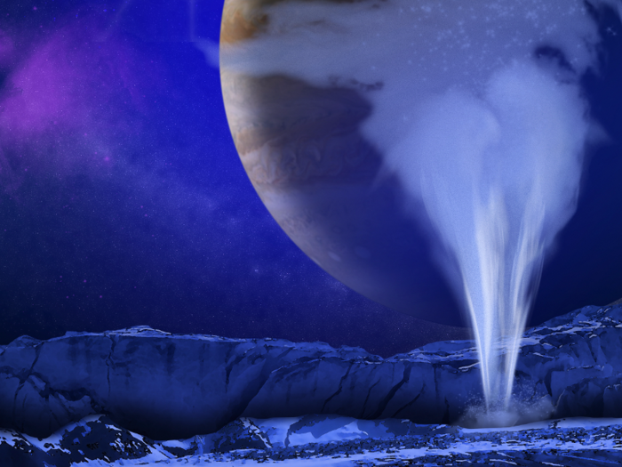 Europa, and another icy moon called Ganymede, likely have oceans of liquid water — and possibly extraterrestrial life — beneath their surfaces.