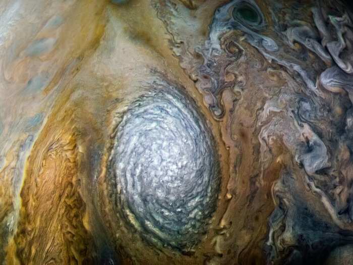 Gill also shared this image of a giant white storm on Jupiter, which NASA officially calls "anticylonic white oval WS-4."