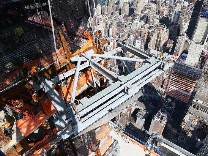 It will extend 65 feet away from the tower, which will be the second-tallest building in NYC behind One World Trade.