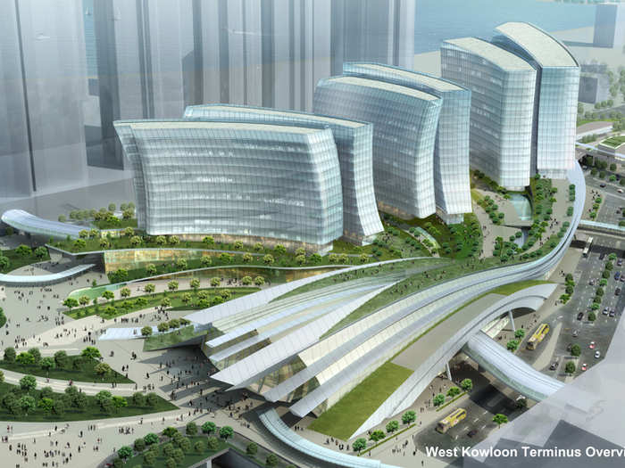 Only one, dubbed the West Kowloon Station, is still under construction and will open in 2018. Here’s a rendering of what it will look like: