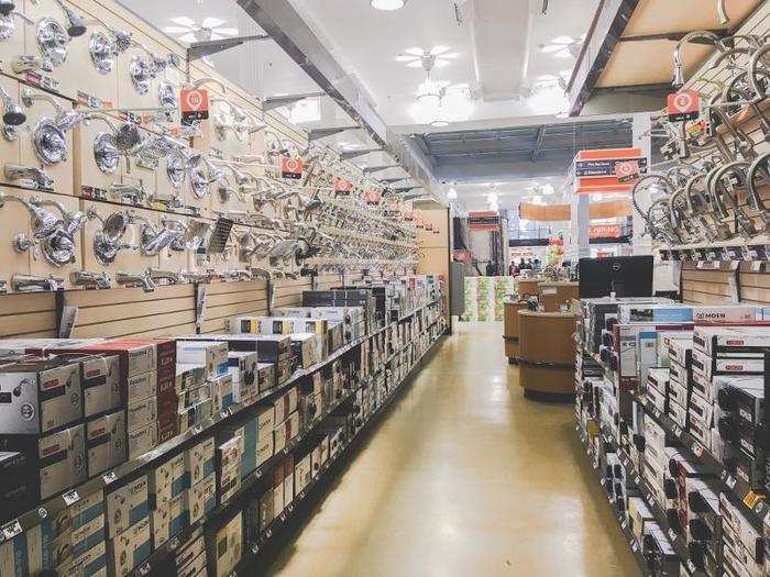 The main floor had seemingly endless aisles of appliances and fixtures ...