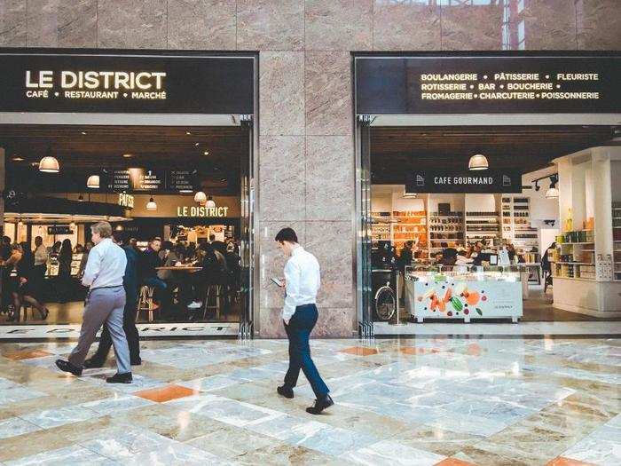 The other food court is a 30,000-square-foot French marketplace called Le District. It