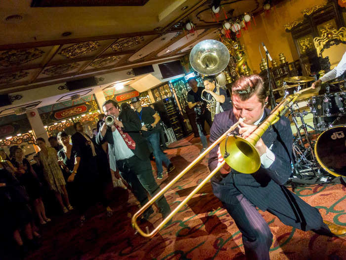 New York-based brass band Lucky Chops blew open the party with a feverish performance of horn-inflected funk and jazz. Whoever wasn