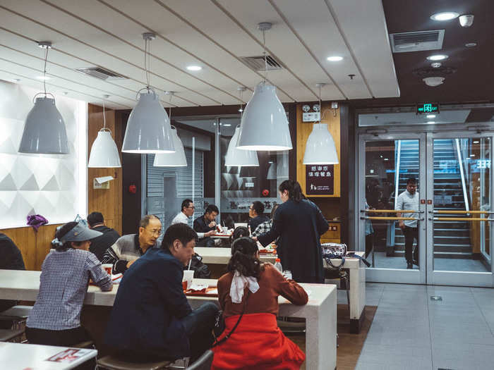 KFCs were often places for youth and the rising middle class to hang out. It still had that feel when I visited. There were many families casually eating lunch, teenagers using the restaurant as a hangout, and a couple college students working on homework.