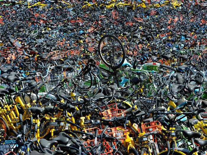 Many of the bikes — casualties of the boom and bust of the country