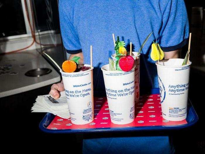 Throughout the night, White Castle employees served three types of cocktails inspired by fountain soda …