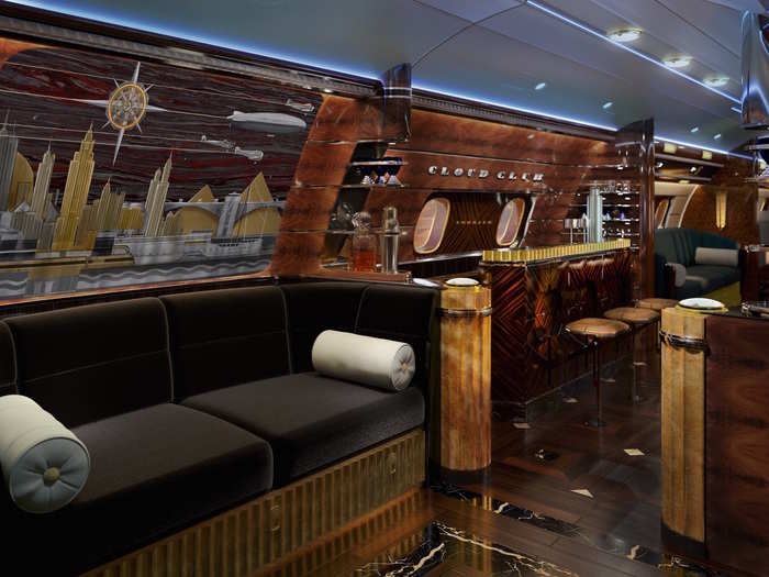 So when you step on board the Manhattan Airship, instead of being greeted by the galley, the first thing you see is a luxury lounge complete with a relief of the Manhattan skyline.