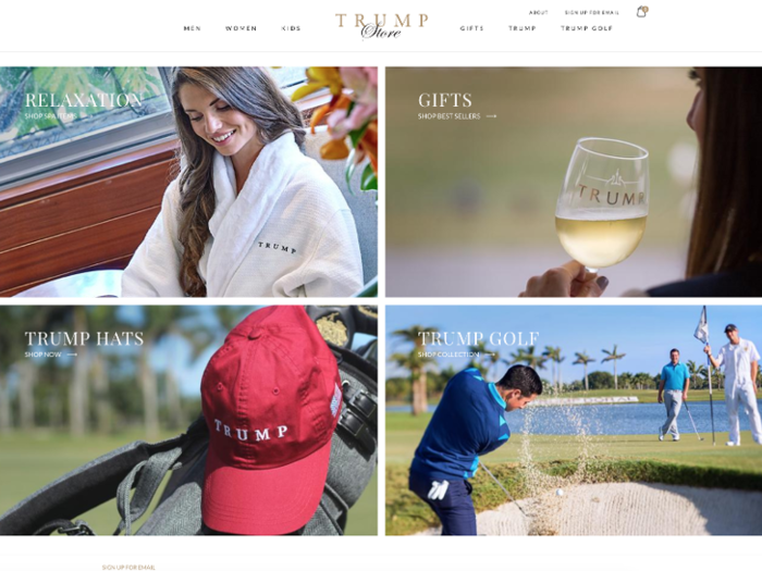 Last year, the Trump Organization opened an online store selling Trump-branded merchandise like keychains and t-shirts, which typically range between $20 and $35, as well as more expensive polo shirts and outerwear that sometimes cost upwards of $100.