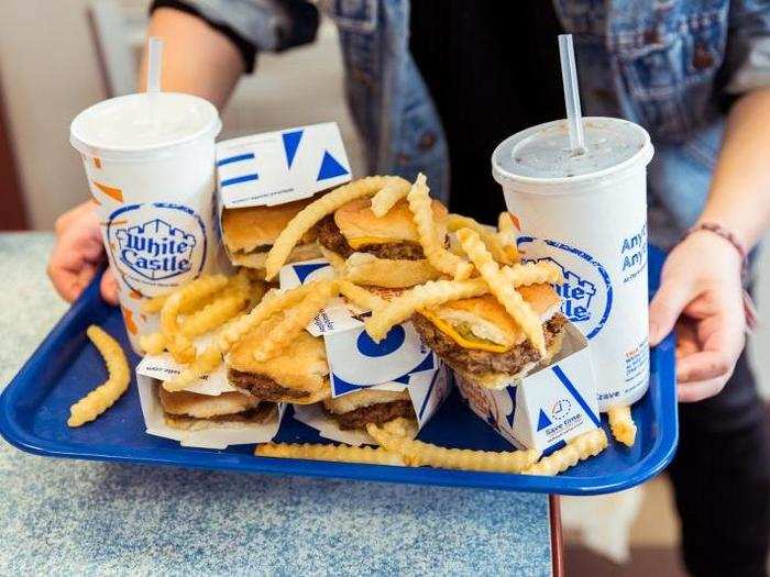 We ordered one Impossible combo — which included two plant-based sliders, fries, and a soda — and a regular combo — which included four beef sliders, plus the fries and drink. We also asked for two extra Impossible sliders. It was a lot of food.