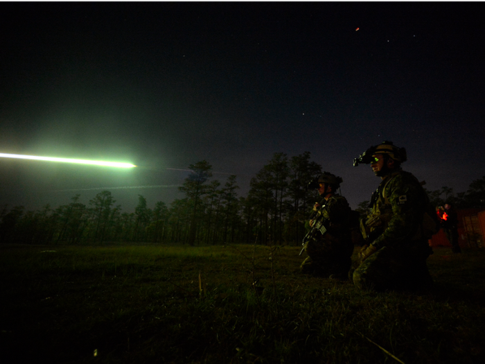 Canadian special operations regiment members call in close-air support from their US Air Force allies at Hurlburt Field, Florida.