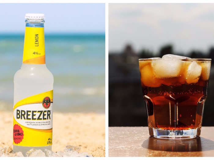 Swap an Alcopop (253 calories) for a Diet Rum & Coke (115 calories).