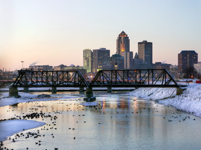 28. Des Moines, Iowa: at least $96,176