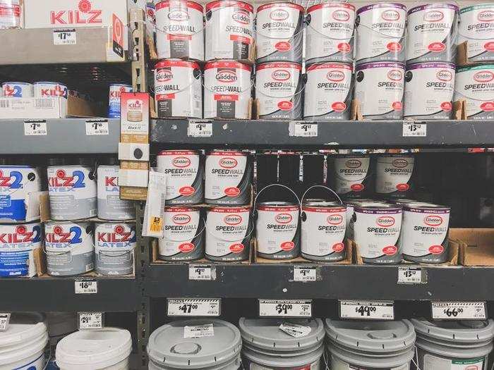 The "oops paint" rack, as it