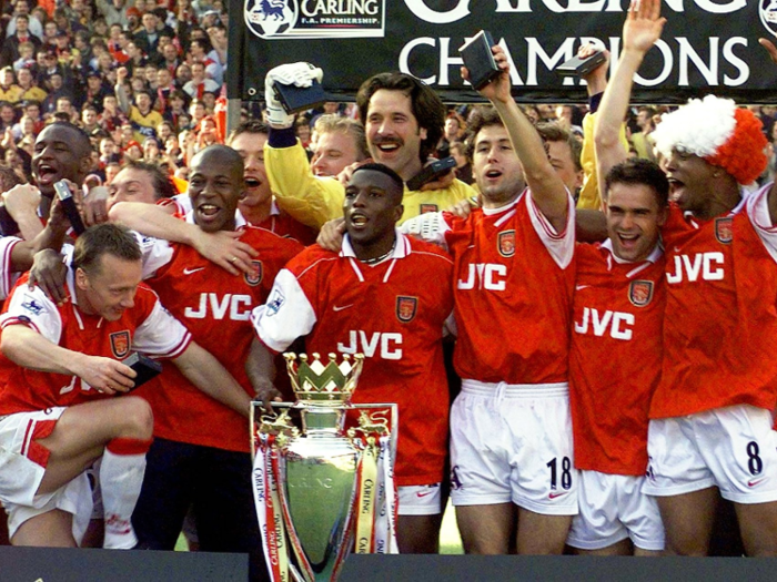 Wenger silenced his critics when the Premier League and FA Cup in 1998. Dutch forward Dennis Bergkamp and wing wizard Marc Overmars both excelled.