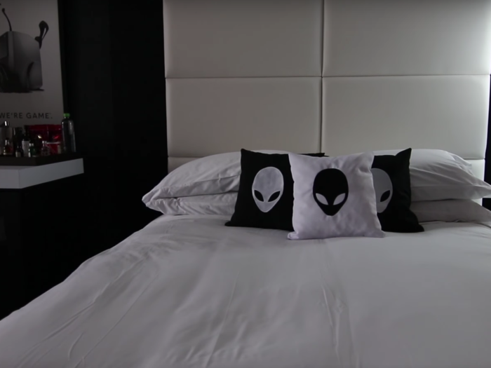 And between gaming sessions, you can rest your head on a plush, Alienware-branded pillow.