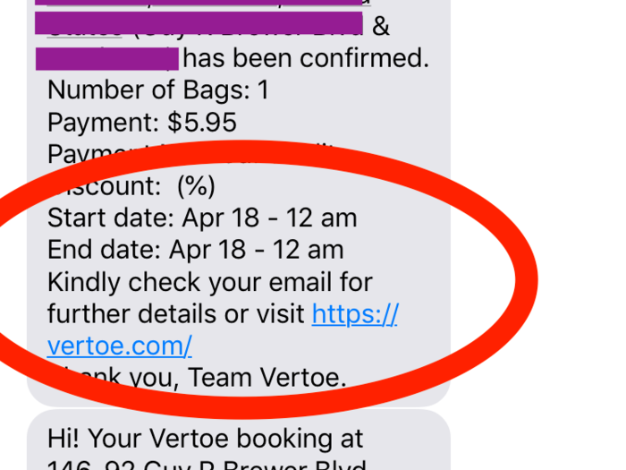 Upon booking, I received both an email and text confirmation.