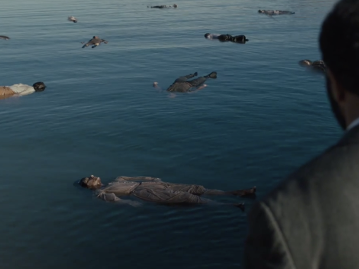 The episode ends with the discovery of hosts in the water.