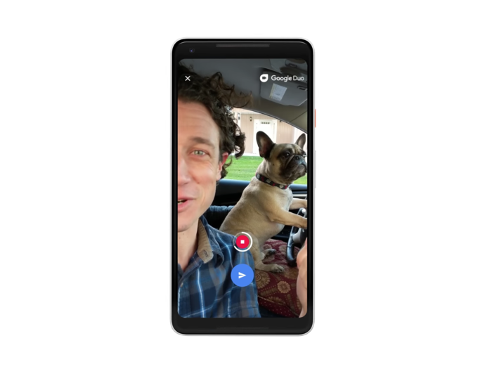 All you have to do to leave a video message on Google Duo is press record. Then, the other person will get a notification that they have a video waiting for them.