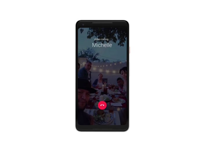 To call someone, just tap on their photo. Another thing that makes Google Duo different: you can enable the option to let the other person see your live video while the call is dialing.