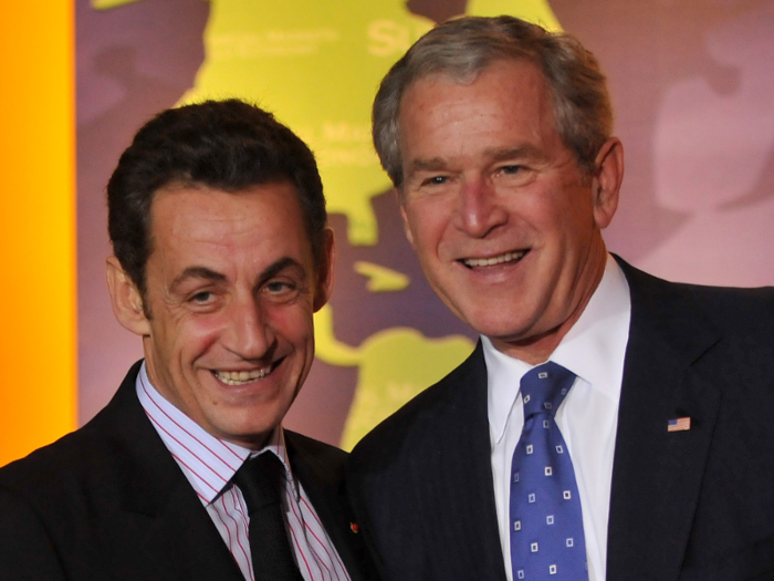 US President George W. Bush hosted French President Nicolas Sarkozy