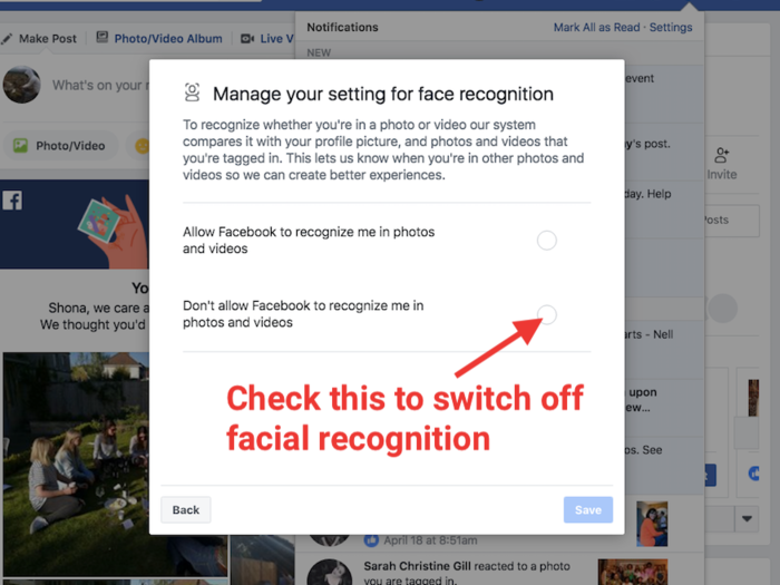 12. Now Facebook will finally let you switch off facial recognition in photos and videos. You can switch it back on if you change your mind.