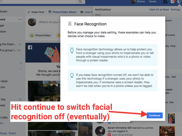 11. Facebook will keep trying to convince you that facial recognition is really useful. Hit 