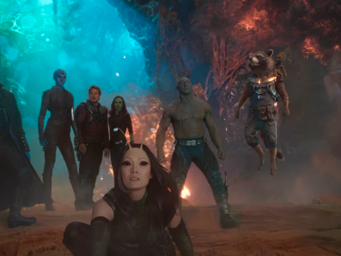 Drax, Rocket, Groot, and Mantis